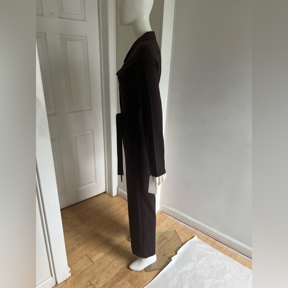 Snidel Long Sleeve All-In-One Straight Leg Belted Size 0 Brown Jumpsuit Romper - Picture 3 of 9
